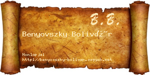 Benyovszky Bolivár névjegykártya